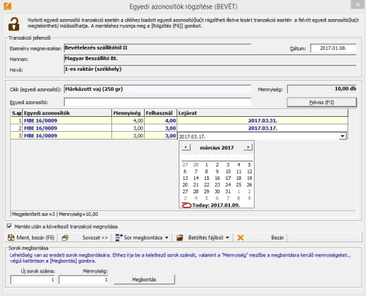 SARZS lejárat beállítás
